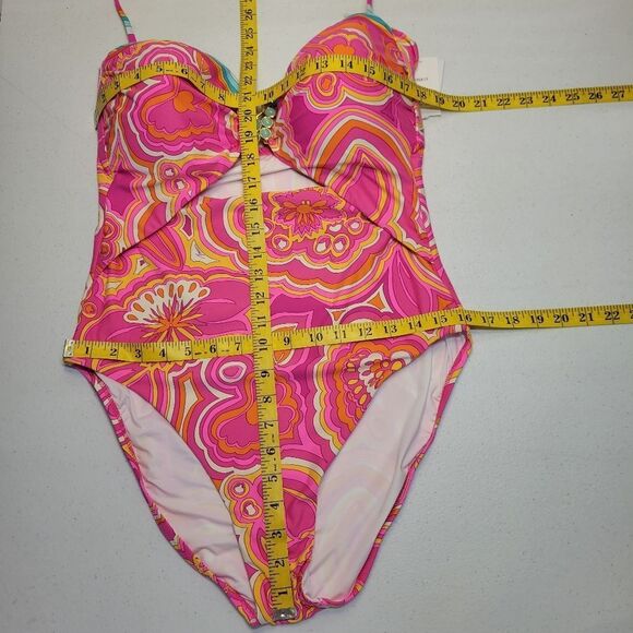 Trina Turk Morning Sunrise Bandeau One Piece Monokini Swimsuit Size 14 NEW - Picture 10 of 10
